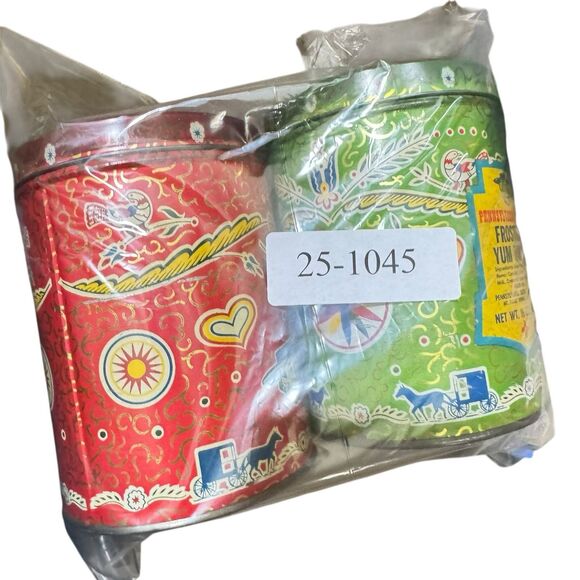 Vintage Pennsylvania Dutch Candies Yum Yum Peanut Crunch Tin Coin Banks Amish - Picture 14 of 14